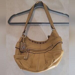 Tignanello‎ Mustard Yellow Leather Shoulder Tote Bag Purse Handbag